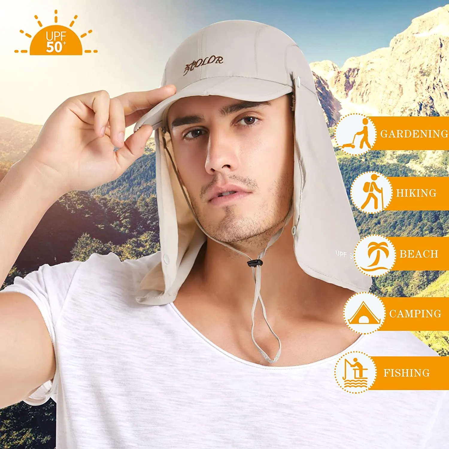 Icolor UPF 50  Sun Cap Fishing Hats Ponytail