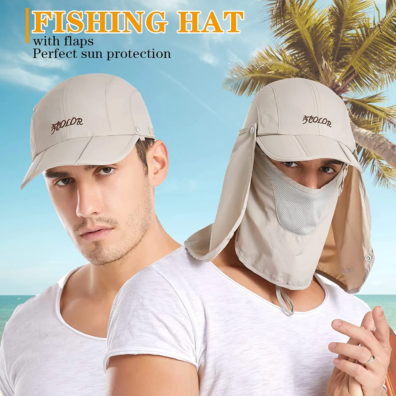 Icolor UPF 50  Sun Cap Fishing Hats Ponytail