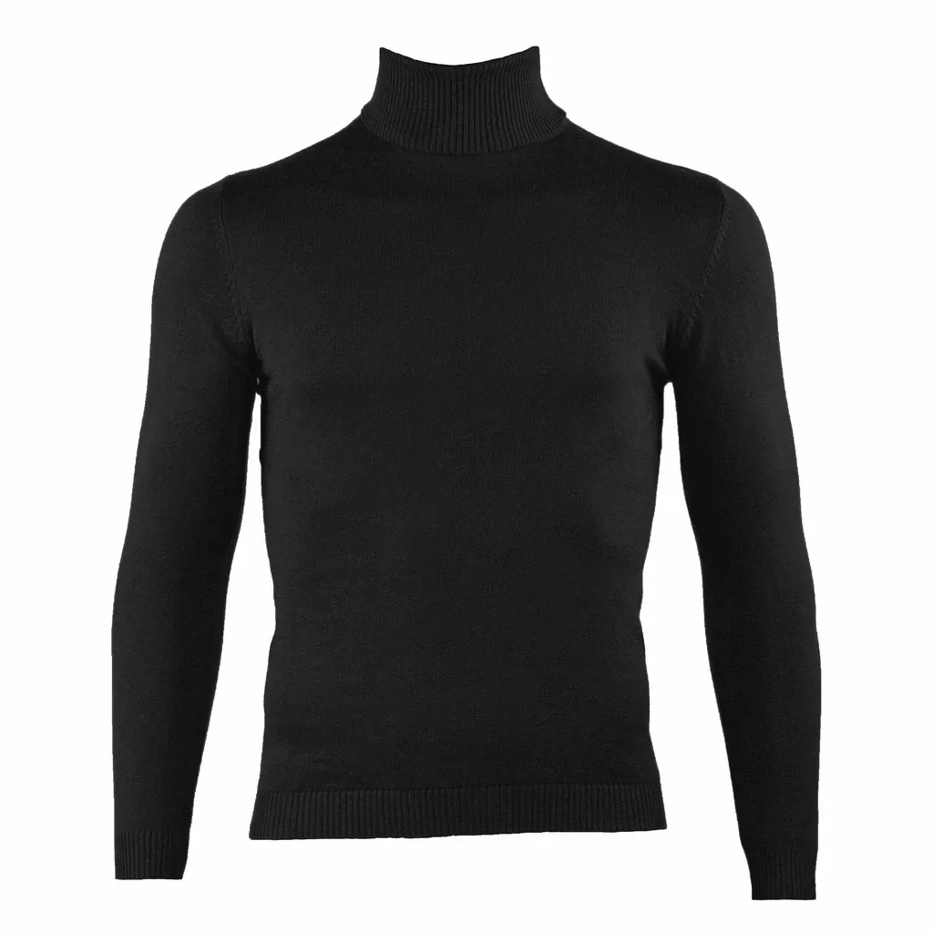 Lavane' 501M L/S Slim Fit Mock Neck Black