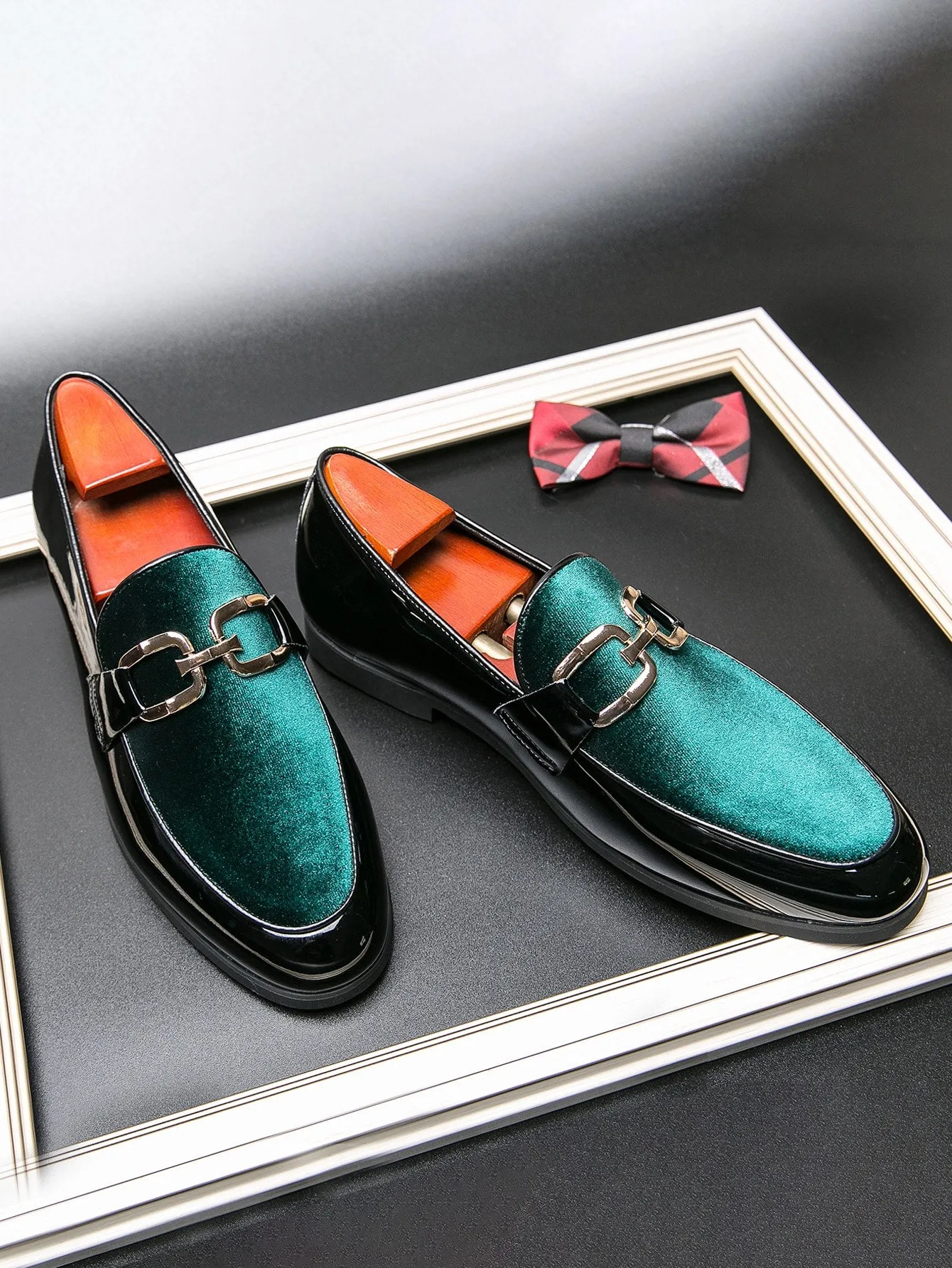 Men Color Block Slip-On Horsebit Loafers