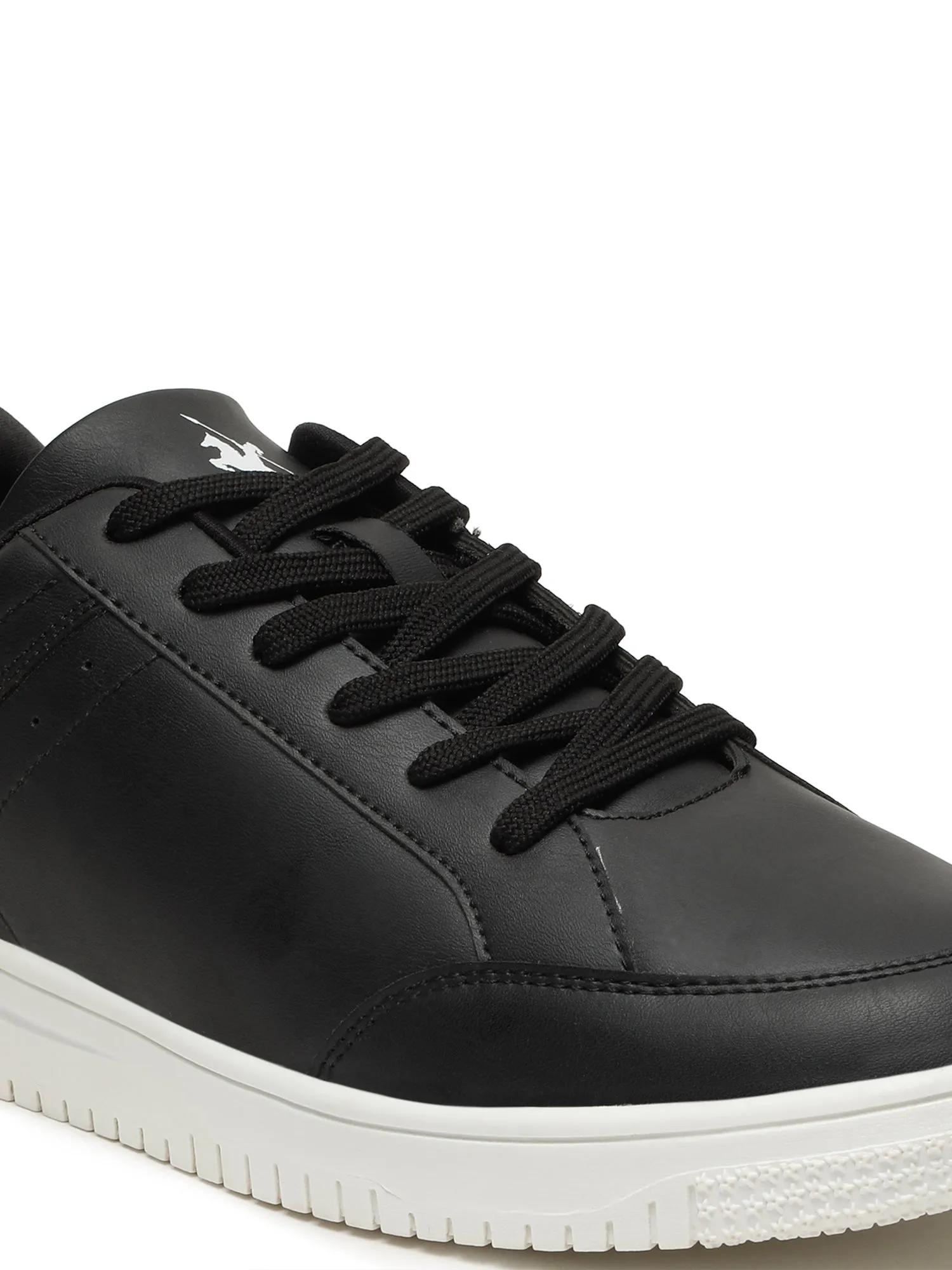 Men's Black Solid Lace-Up Casual Sneakers