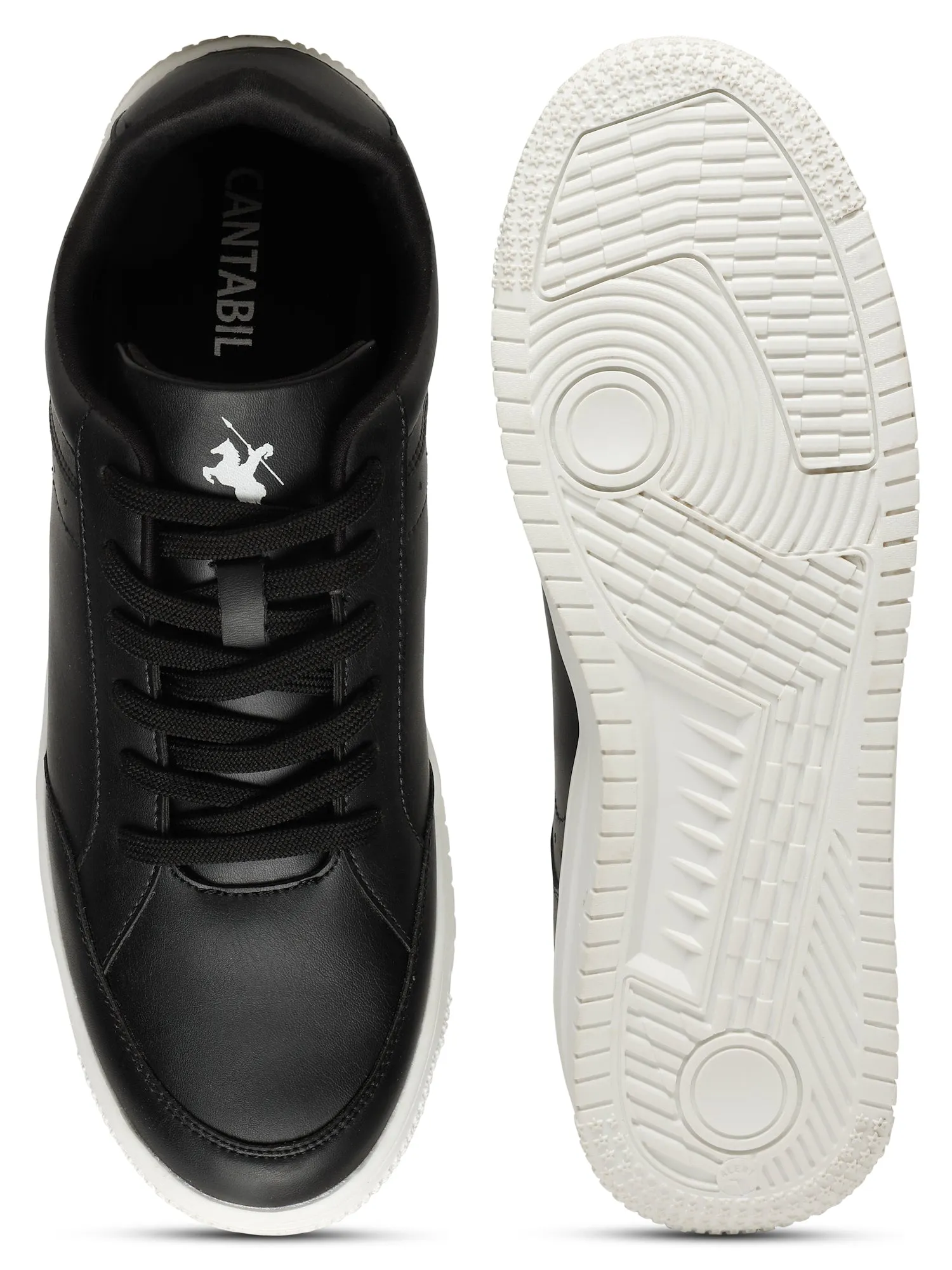 Men's Black Solid Lace-Up Casual Sneakers