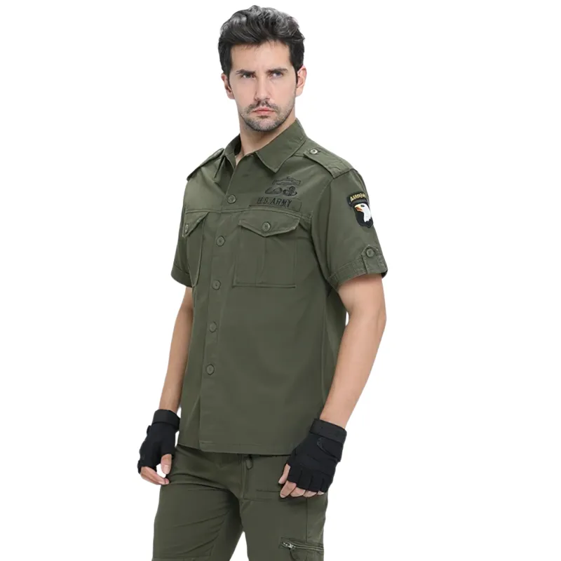 Men's Short Sleeve Military Shirts / Cotton Tactical Shirts / Army Shirts For Men