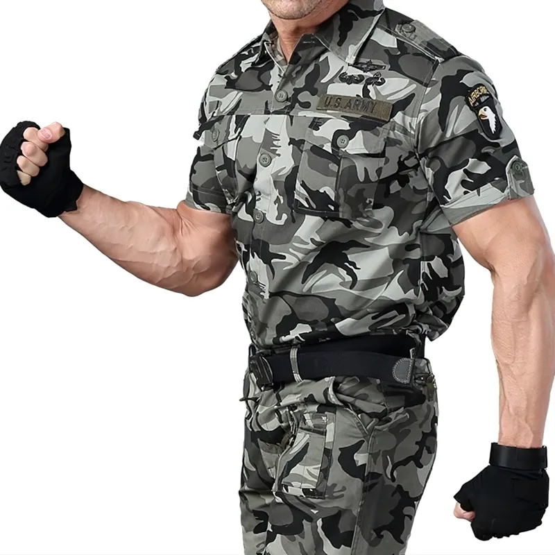 Men's Short Sleeve Military Shirts / Cotton Tactical Shirts / Army Shirts For Men