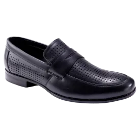 Montique Black Men's Slip-On Dress Shoes Penny Strap Loafer