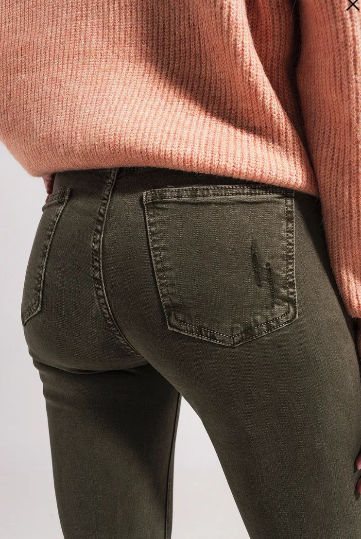 Olive Ripped Skinny Jean