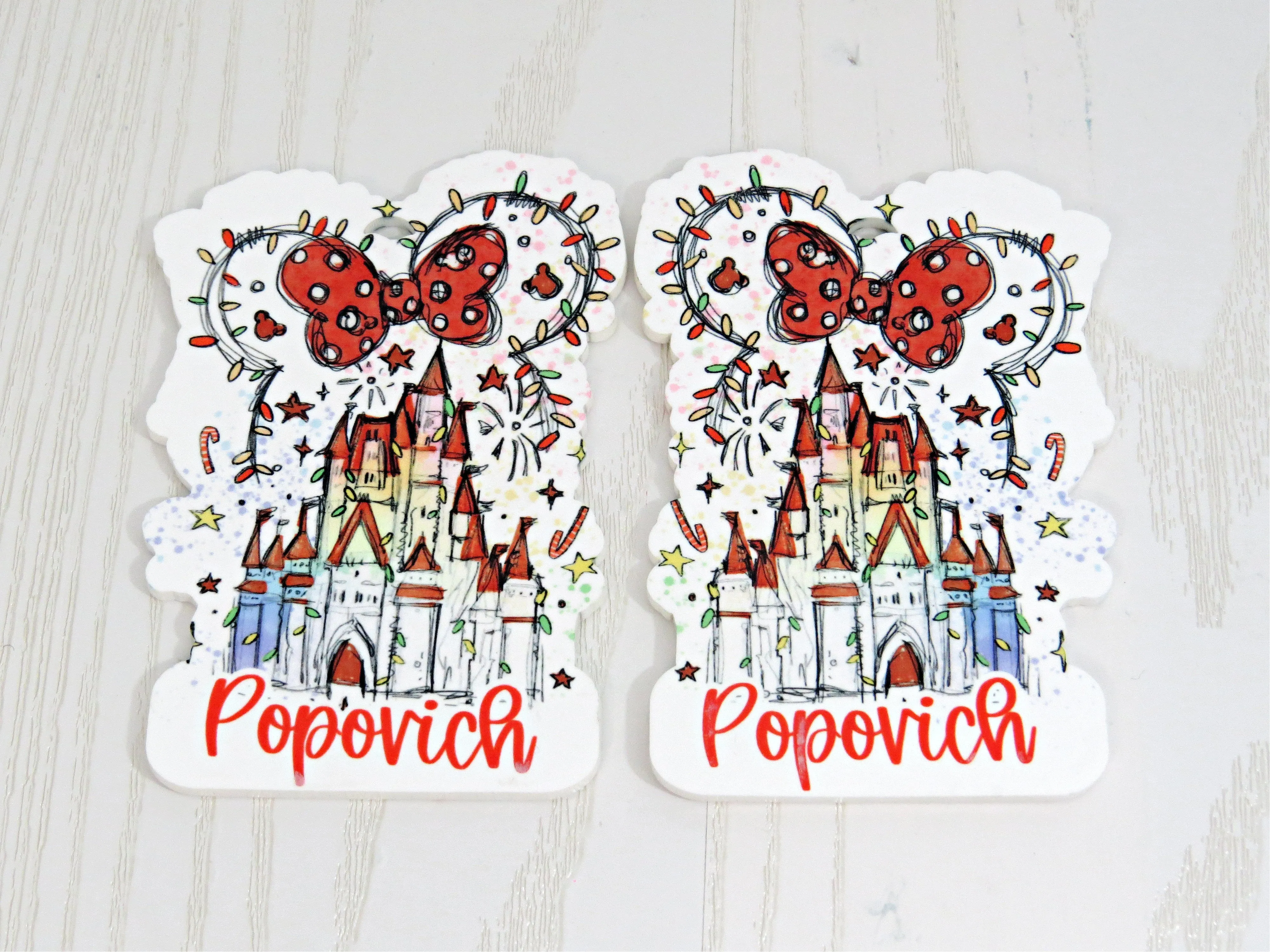 Personalized Christmas Ornament / Bag Tag Key Chain - Stroller Tag for Parks - Back to School Gift - Name Tag