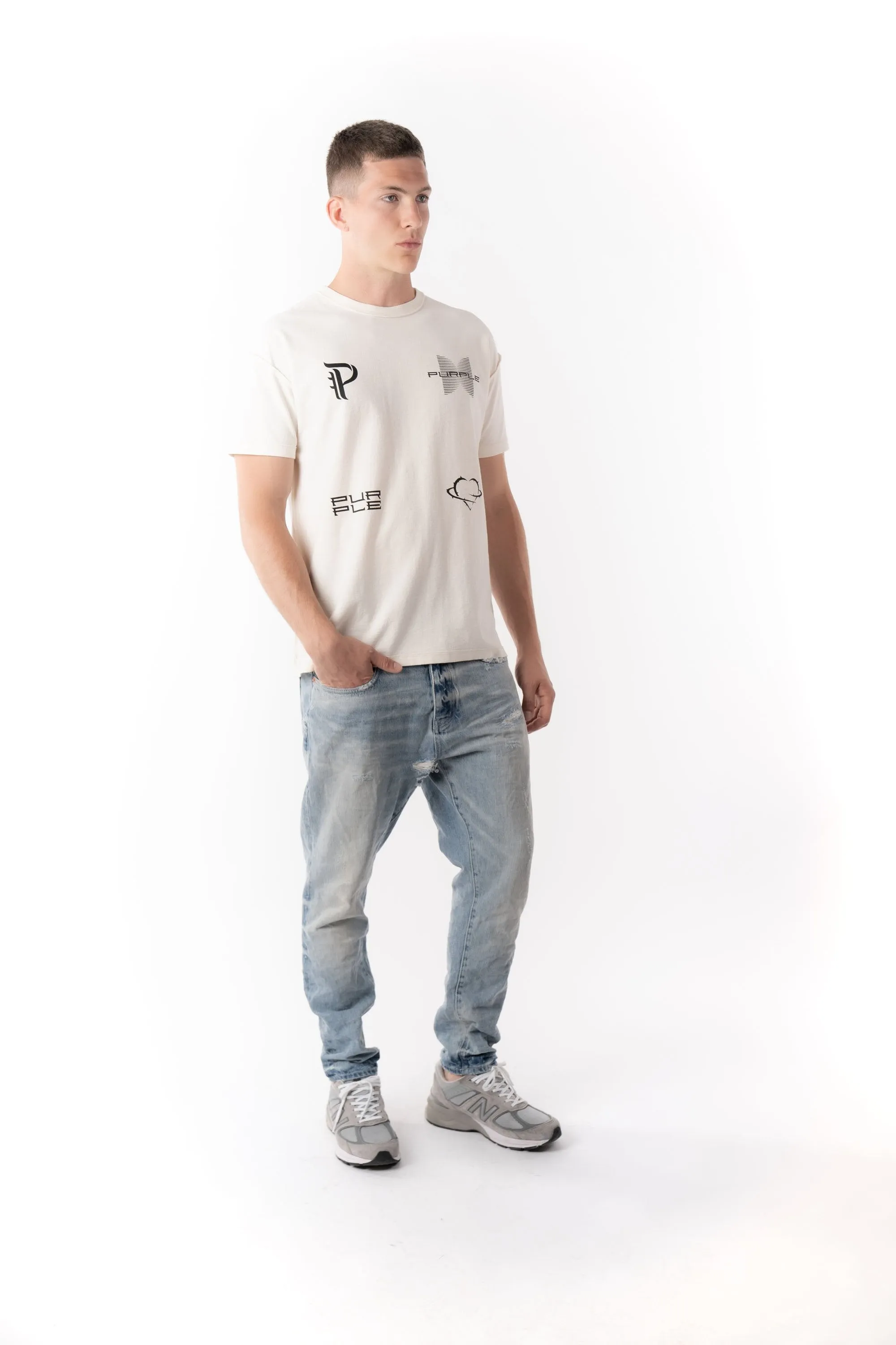 PURPLE BRAND BLACKWORK - WHITE Mens Apparel