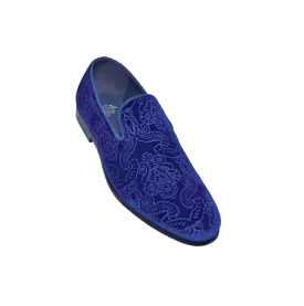 Royal blue men's velvet shoes slip on tuxedo dress shoes fashion design