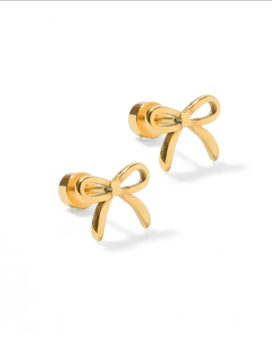 Sadie Gold Bows Screwback Stud Earrings