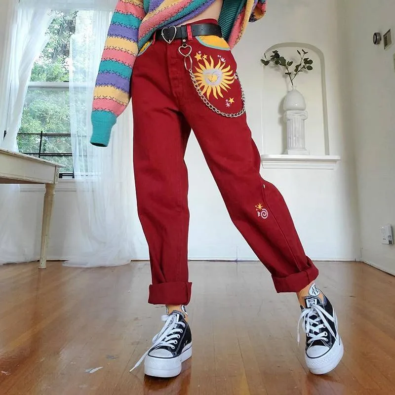 Stand Out And Brave Red Jeans