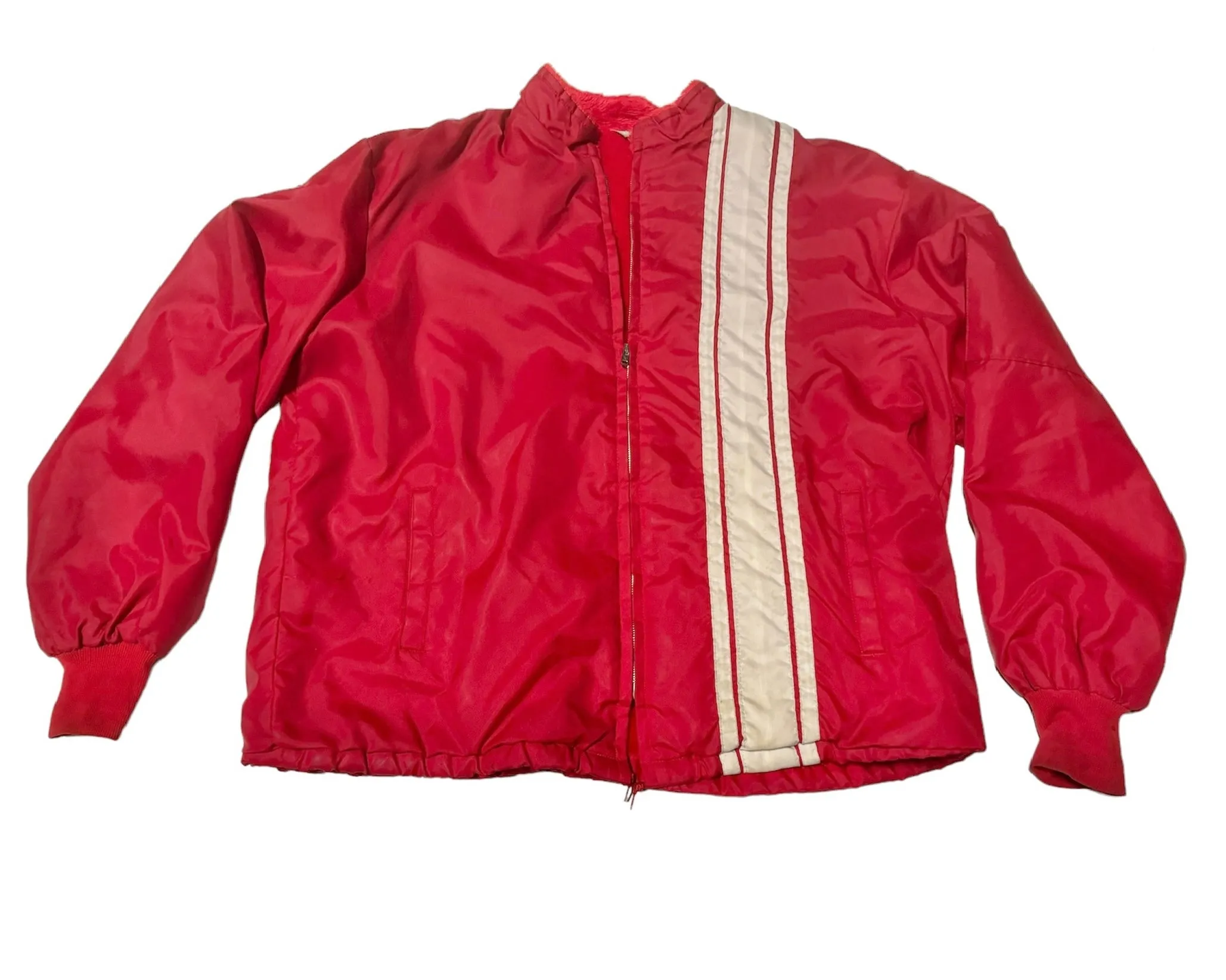 Vintage Red Fluffy Lined Windbreaker (XL- XXL)