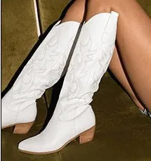 Western Cowgirl Boots Square Heel Embroidery Cowboy Boots