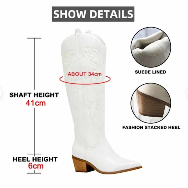 Western Cowgirl Boots Square Heel Embroidery Cowboy Boots