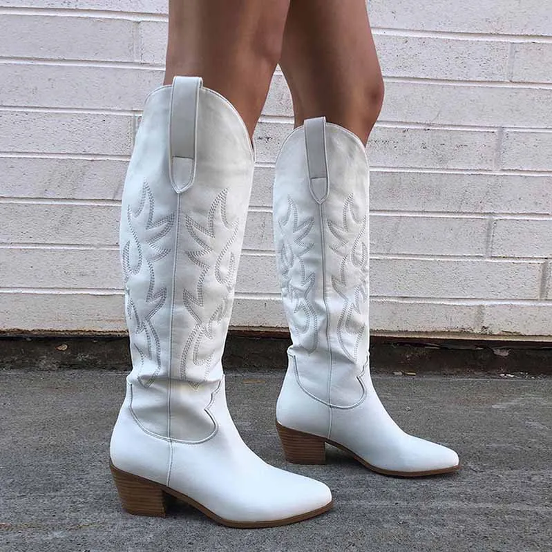 Western Cowgirl Boots Square Heel Embroidery Cowboy Boots