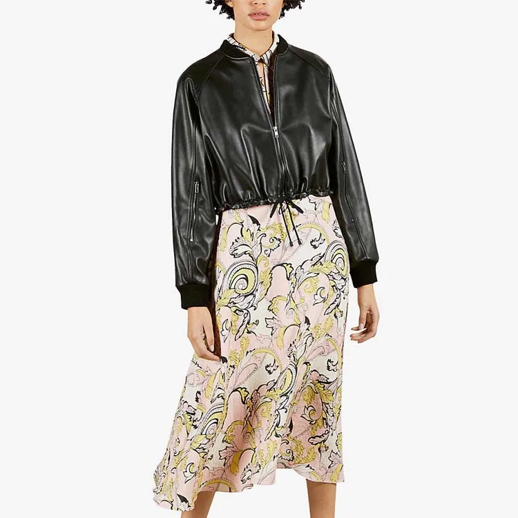 Women’s Black Genuine Leather Bomber Jacket