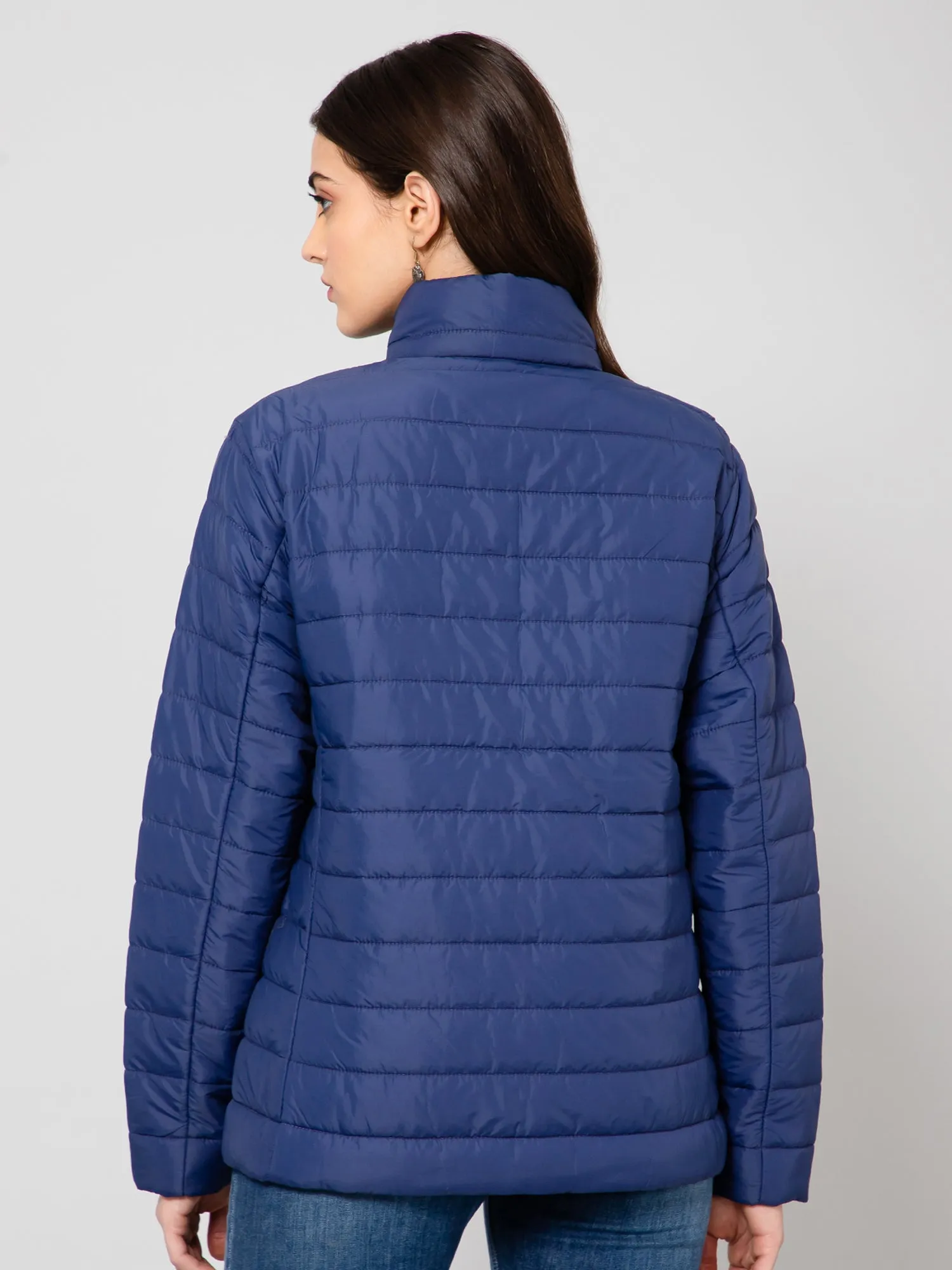 Women's Casual  Ink Blue Quilted  Jacket