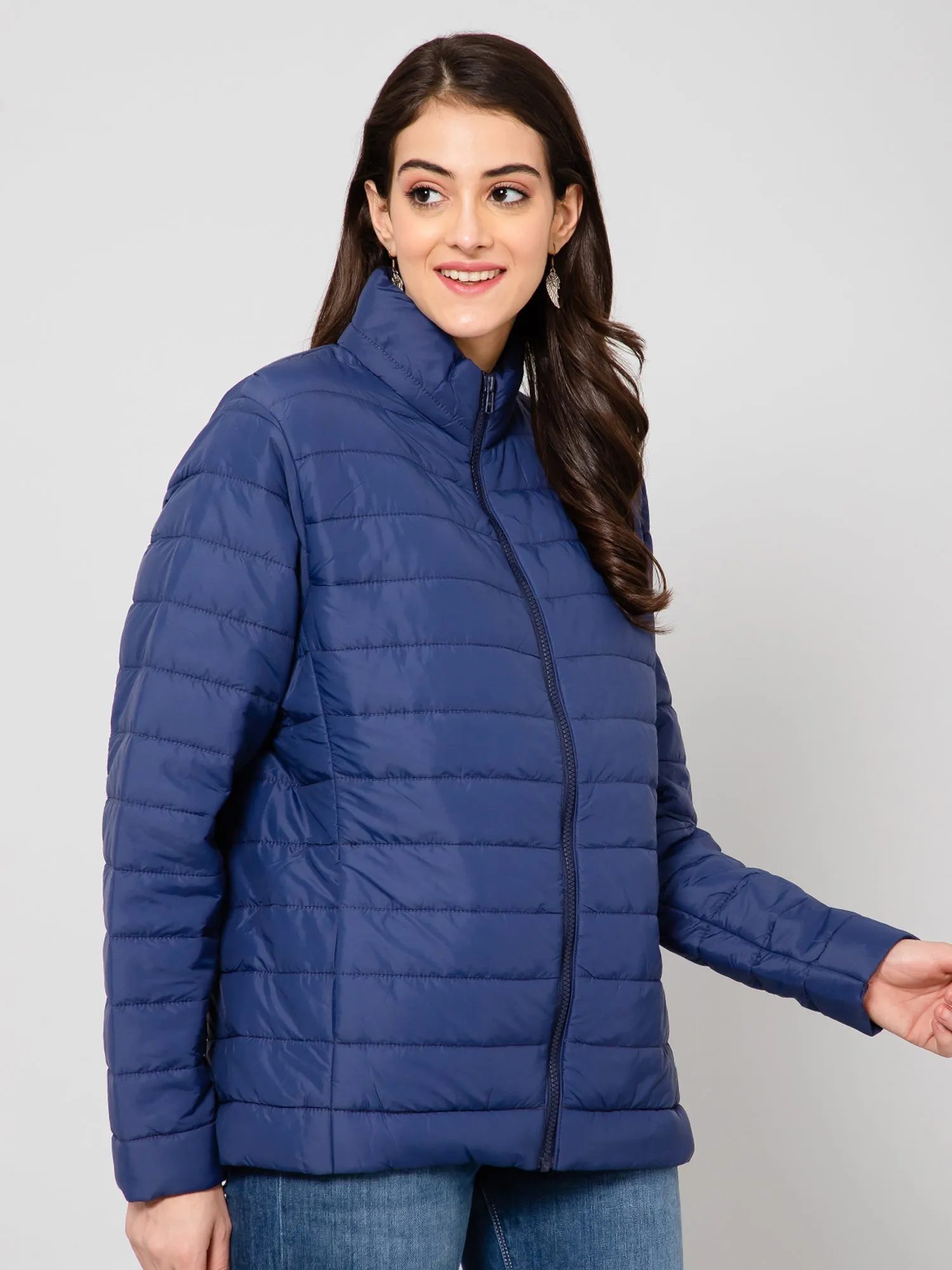 Women's Casual  Ink Blue Quilted  Jacket