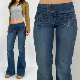 Y2K Snap Button Flares