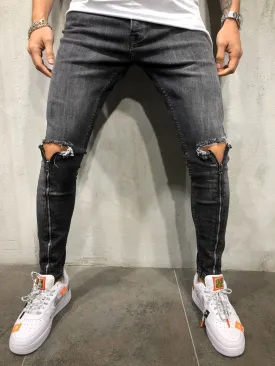 Zipper Jeans - Dark Gray