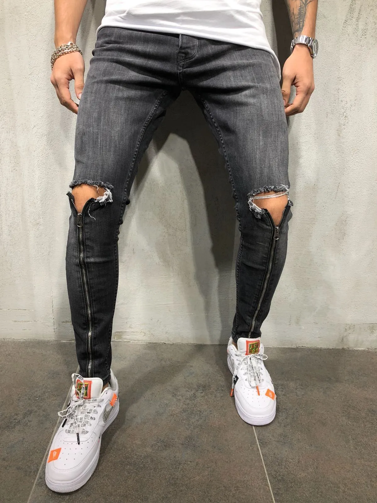 Zipper Jeans - Dark Gray
