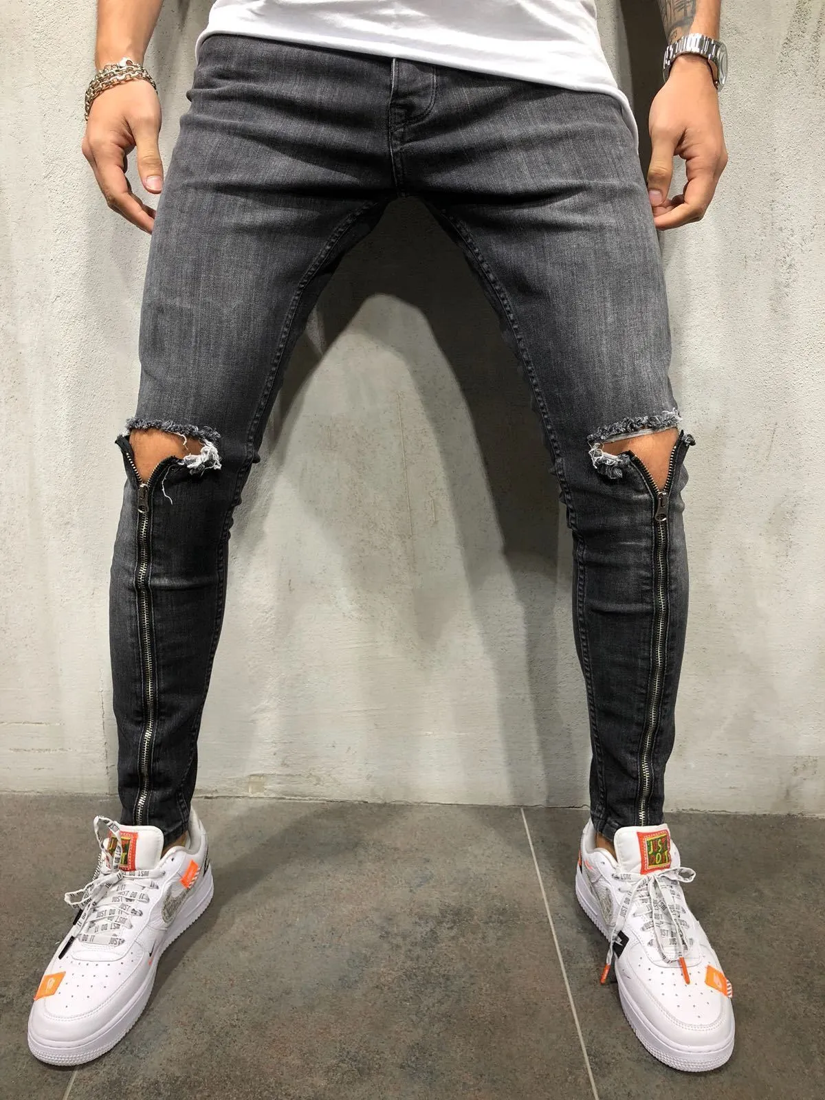Zipper Jeans - Dark Gray